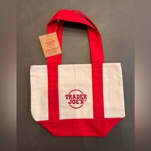 Viral - Trader Joe's Red & Cream Canvas Mini Tote Bag